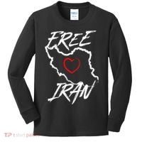 Iran Free Iran Symbol Heart Map Freedom Heart Love Kids Long Sleeve Shirt thumb 0
