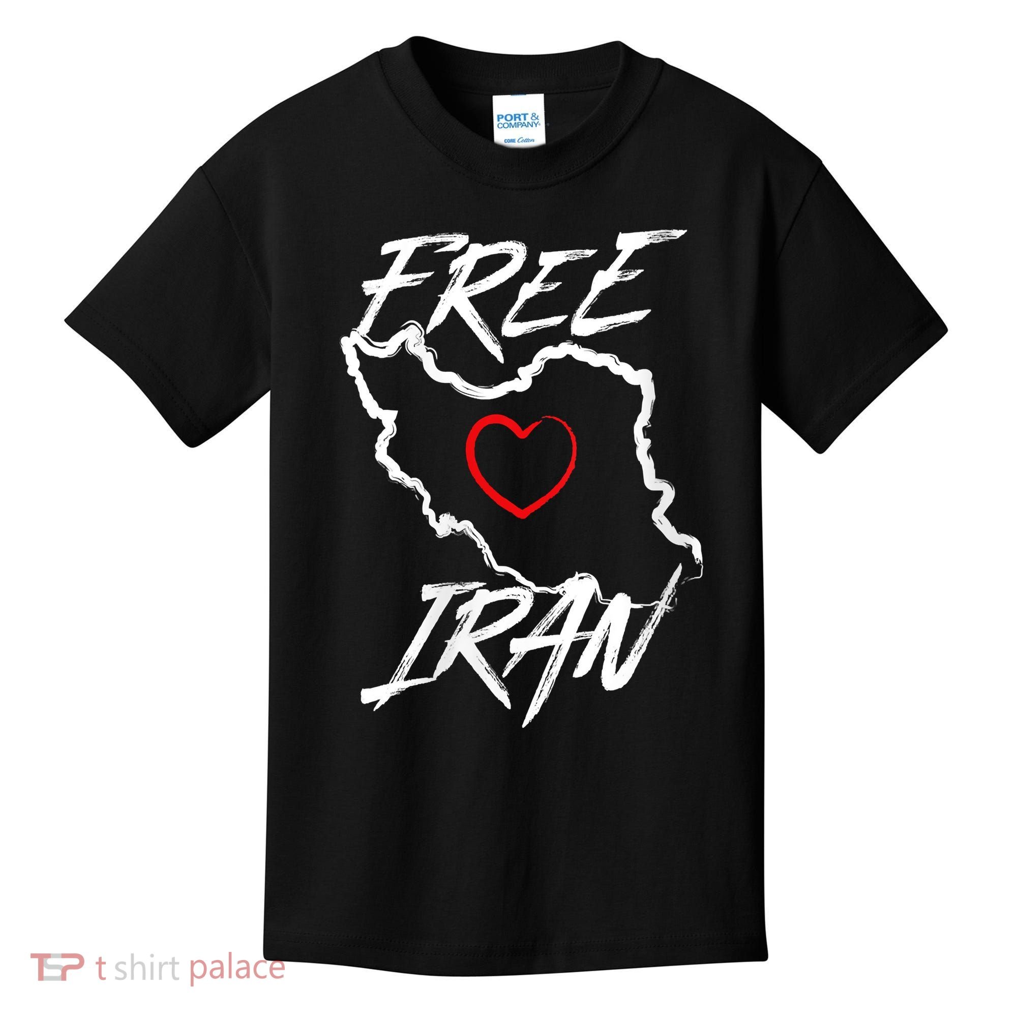 Iran Free Iran Symbol Heart Map Freedom Heart Love Kids T-Shirt