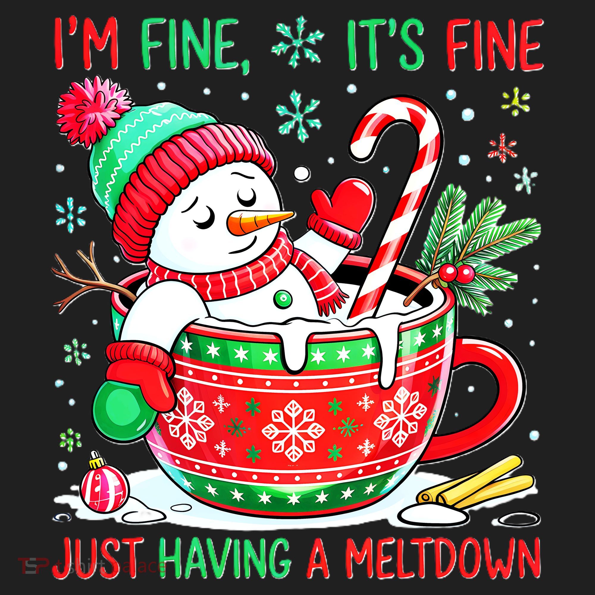 I'm Fine Its Fine Just Having A Meltdown Funny Snowman Christmas Women's Sweatshirt