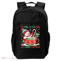 I'm Fine Its Fine Just Having A Meltdown Funny Snowman Christmas Backpack thumb 0