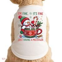 I'm Fine Its Fine Just Having A Meltdown Funny Snowman Christmas Doggie Tank thumb 0