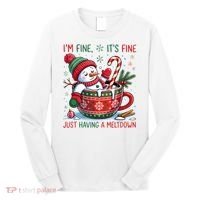 I'm Fine Its Fine Just Having A Meltdown Funny Snowman Christmas Long Sleeve Shirt thumb 0
