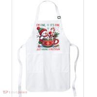 I'm Fine Its Fine Just Having A Meltdown Funny Snowman Christmas Apron thumb 0