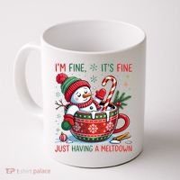 I'm Fine Its Fine Just Having A Meltdown Funny Snowman Christmas Coffee Mug thumb 0