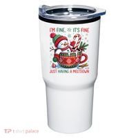 I'm Fine Its Fine Just Having A Meltdown Funny Snowman Christmas Tumbler thumb 0