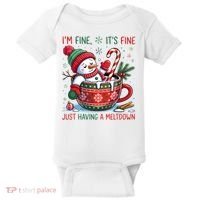 I'm Fine Its Fine Just Having A Meltdown Funny Snowman Christmas Baby Bodysuit thumb 0