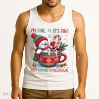 I'm Fine Its Fine Just Having A Meltdown Funny Snowman Christmas Tank Top thumb 3