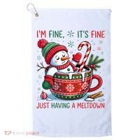 I'm Fine Its Fine Just Having A Meltdown Funny Snowman Christmas Golf Towel thumb 0