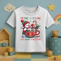 I'm Fine Its Fine Just Having A Meltdown Funny Snowman Christmas Toddler T-Shirt thumb 3