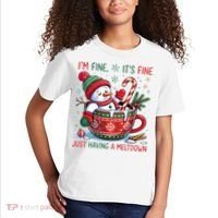 I'm Fine Its Fine Just Having A Meltdown Funny Snowman Christmas Kids T-Shirt thumb 2