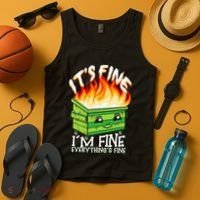 ItS Fine IM Fine Everything Is Fine Dumpster Fire Funny Tank Top thumb 4