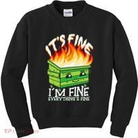 ItS Fine IM Fine Everything Is Fine Dumpster Fire Funny Kids Sweatshirt thumb 0