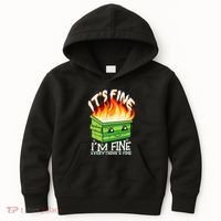 ItS Fine IM Fine Everything Is Fine Dumpster Fire Funny Kids Hoodie thumb 0