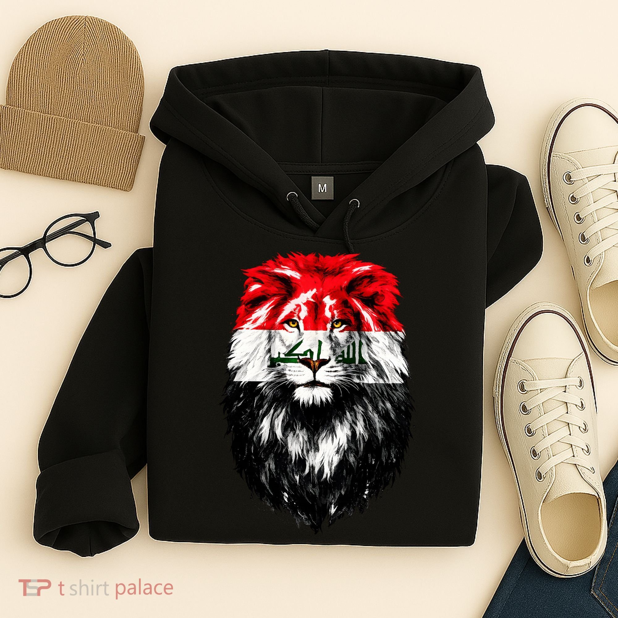 Iraqi Flag Iraq Pride Lion Face Hoodie