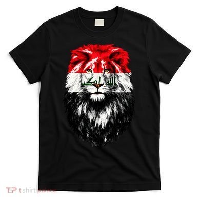 Iraqi Flag Iraq Pride Lion Face T-Shirt