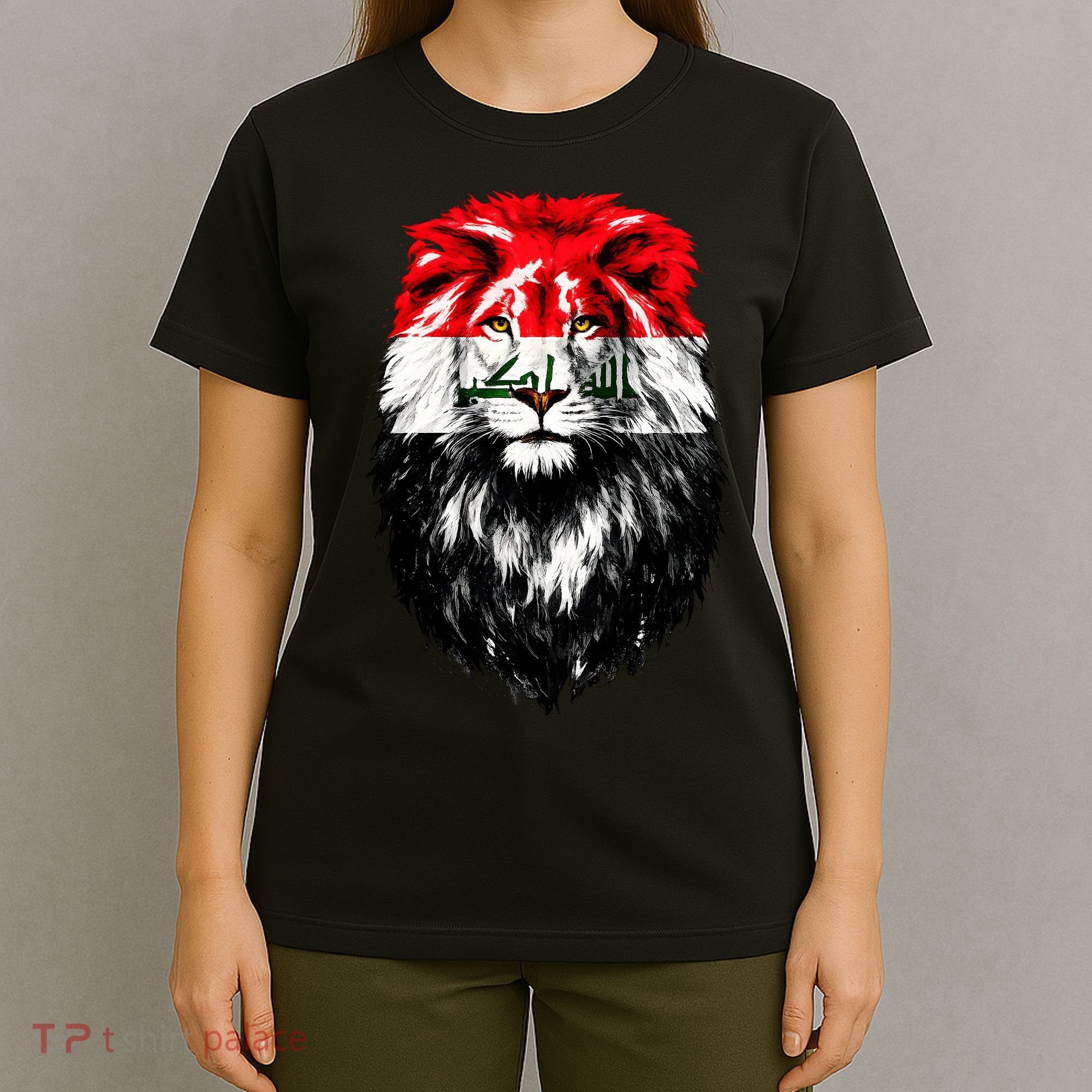 Iraqi Flag Iraq Pride Lion Face T-Shirt