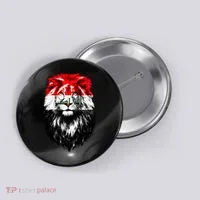 Iraqi Flag Iraq Pride Lion Face Button thumb 0