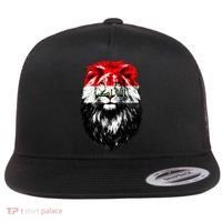 Iraqi Flag Iraq Pride Lion Face Flat Bill Trucker Hat thumb 0