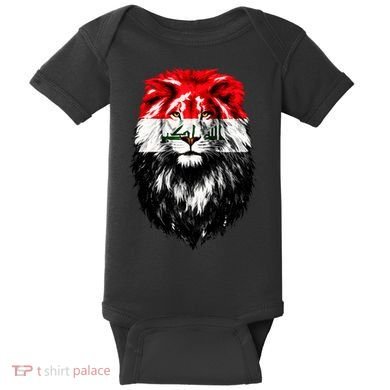 Iraqi Flag Iraq Pride Lion Face Baby Bodysuit