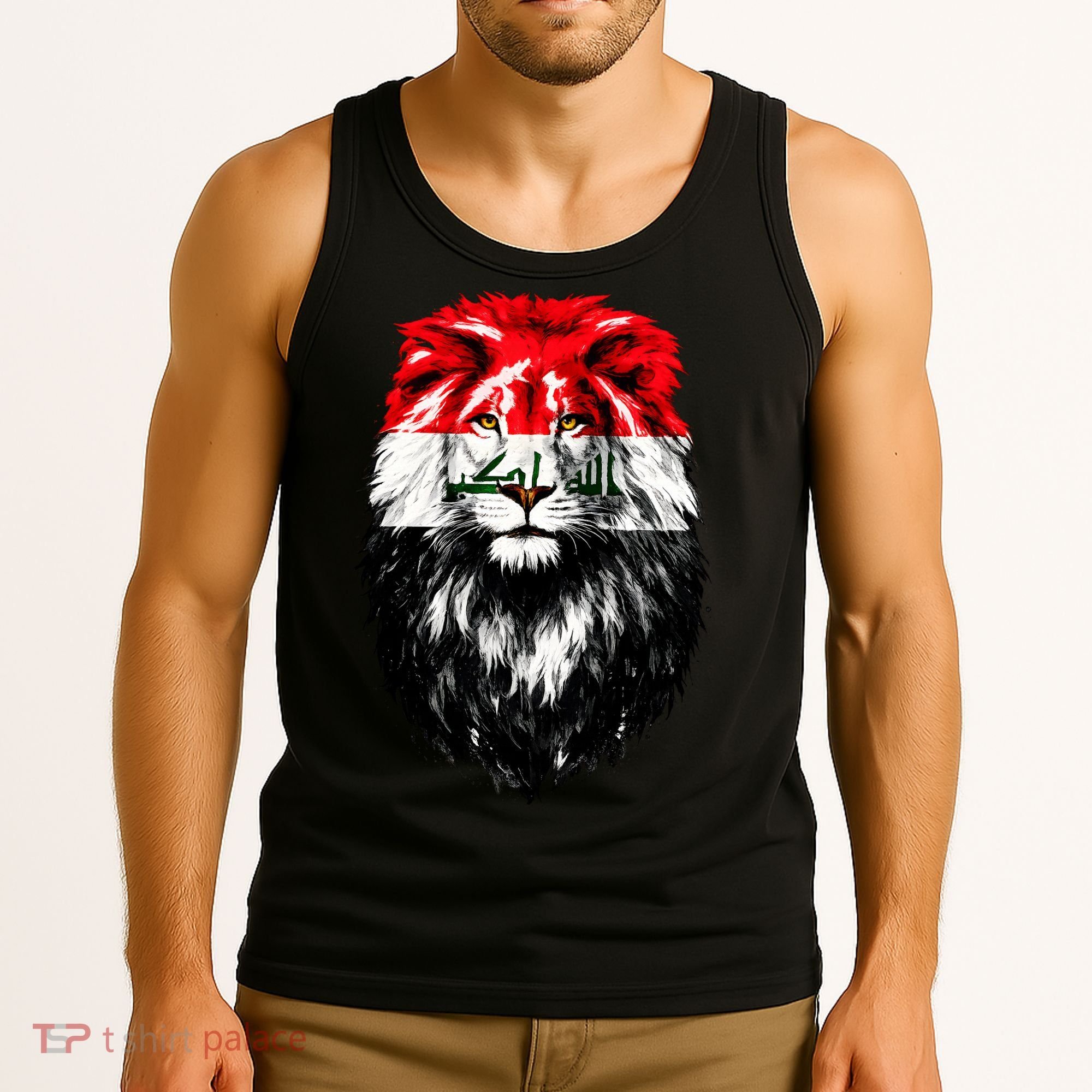 Iraqi Flag Iraq Pride Lion Face Tank Top