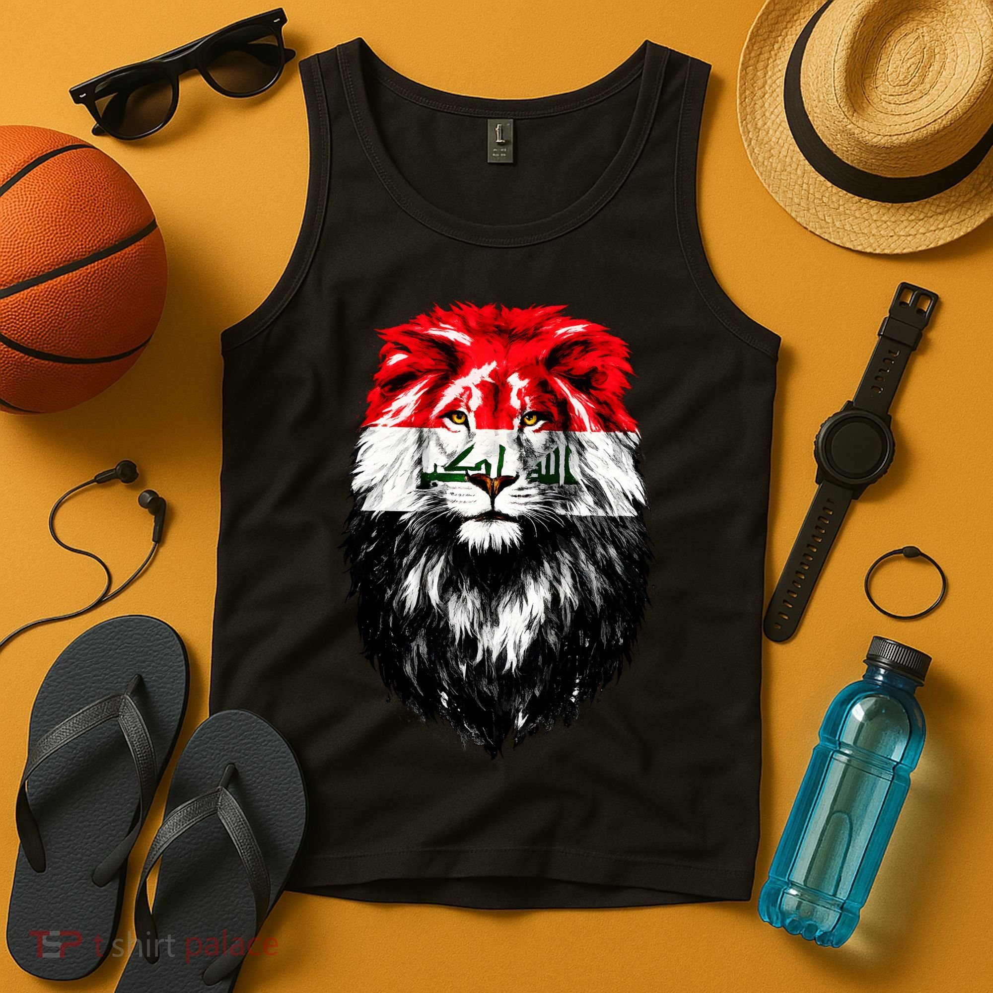 Iraqi Flag Iraq Pride Lion Face Tank Top