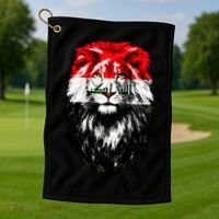 Iraqi Flag Iraq Pride Lion Face Golf Towel thumb 1