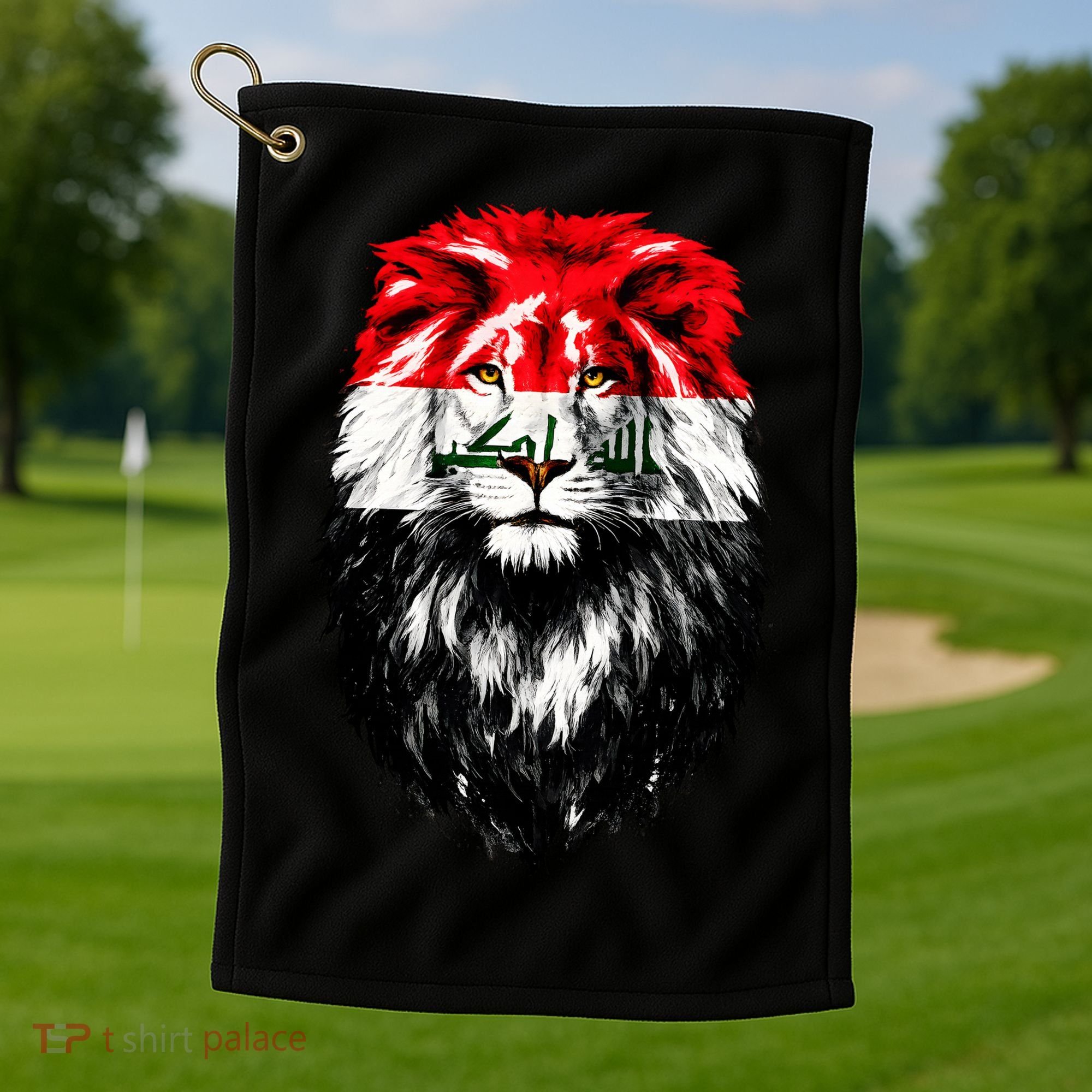 Iraqi Flag Iraq Pride Lion Face Golf Towel