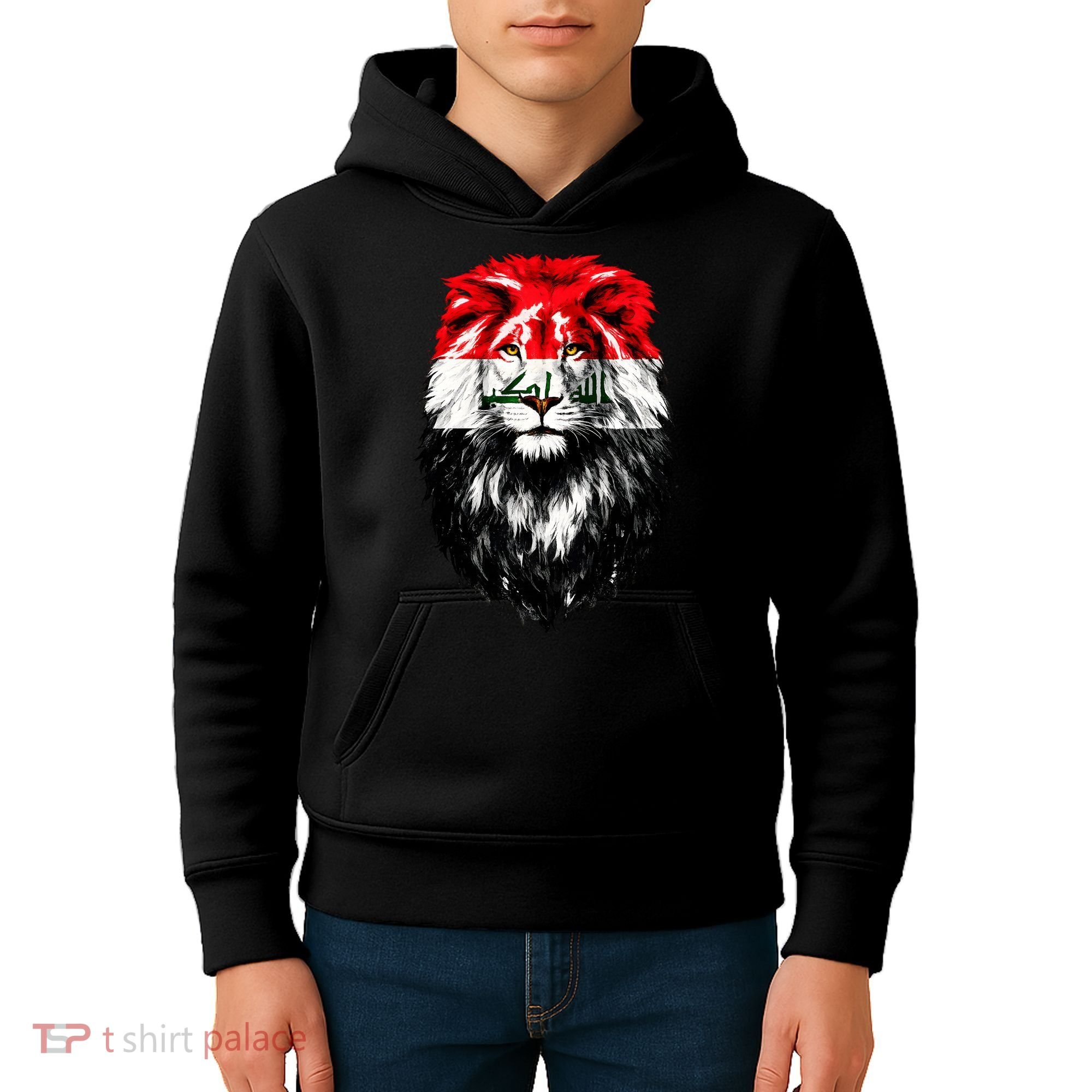 Iraqi Flag Iraq Pride Lion Face Kids Hoodie