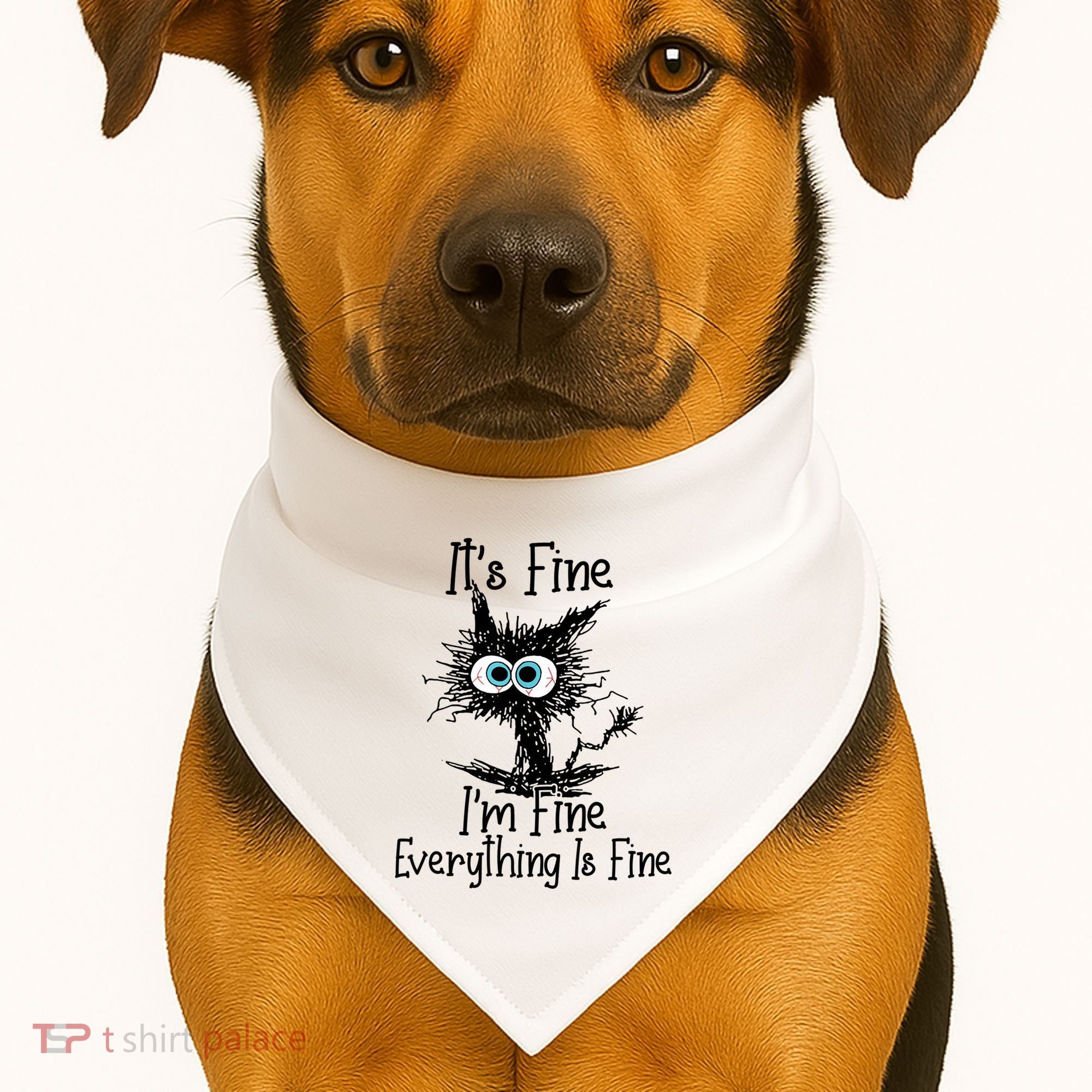 It's Fine I'm Fine Everything Is Fine Funny Cat USA-Made Doggie Bandana