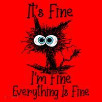 It's Fine I'm Fine Everything Is Fine Funny Cat Gift Santa Hat thumb 1