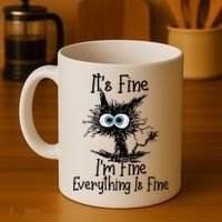 It's Fine I'm Fine Everything Is Fine Funny Cat Gift Coffee Mug thumb 4