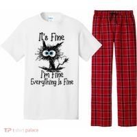 It's Fine I'm Fine Everything Is Fine Funny Cat Gift Pajama Set thumb 0
