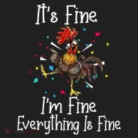 It's Fine I'm Fine Everything Is Fine Funny Chicken Long Sleeve Hat thumb 2