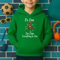 It's Fine I'm Fine Everything Is Fine Funny Chicken Long Sleeve Kids Hoodie thumb 2