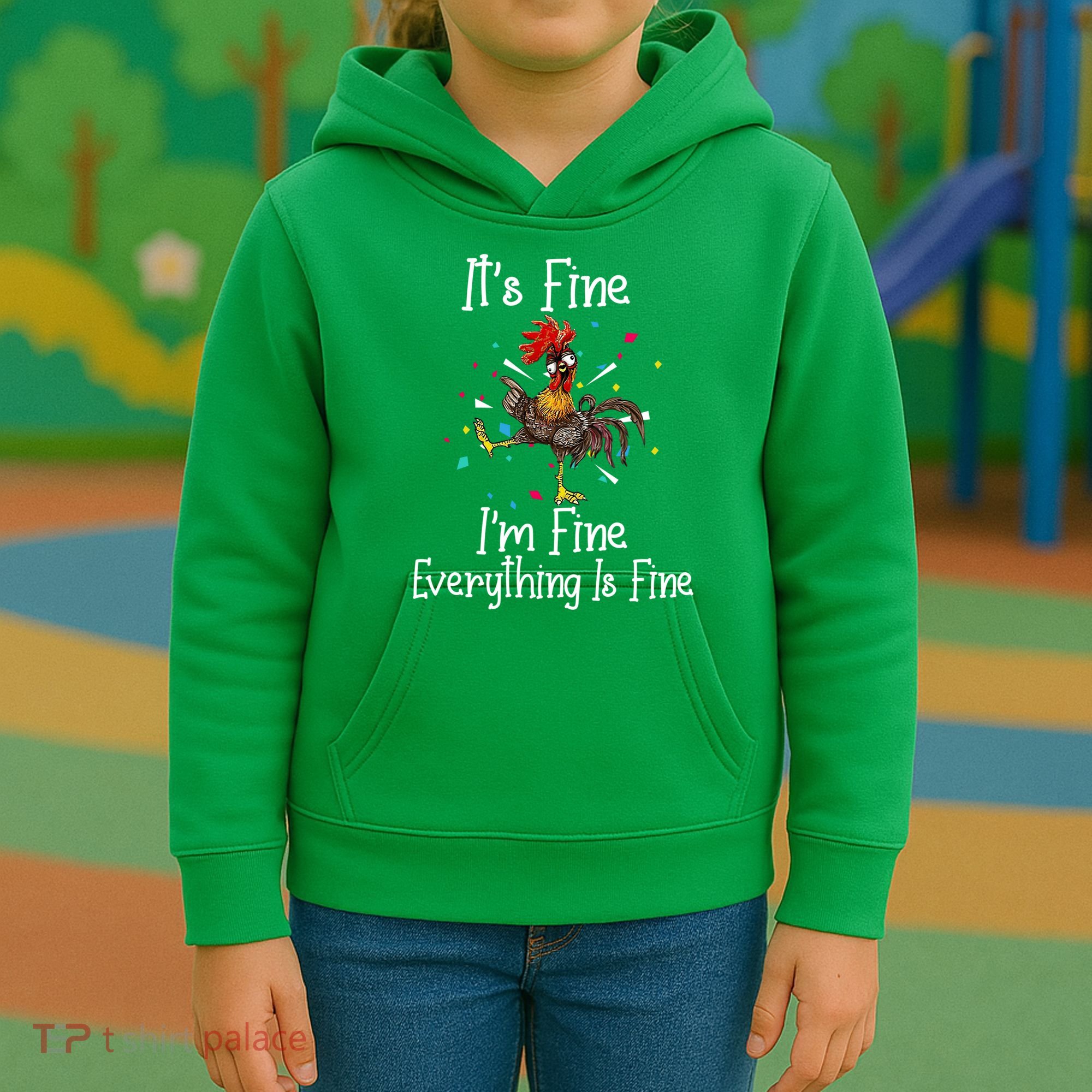 It's Fine I'm Fine Everything Is Fine Funny Chicken Long Sleeve Kids Hoodie