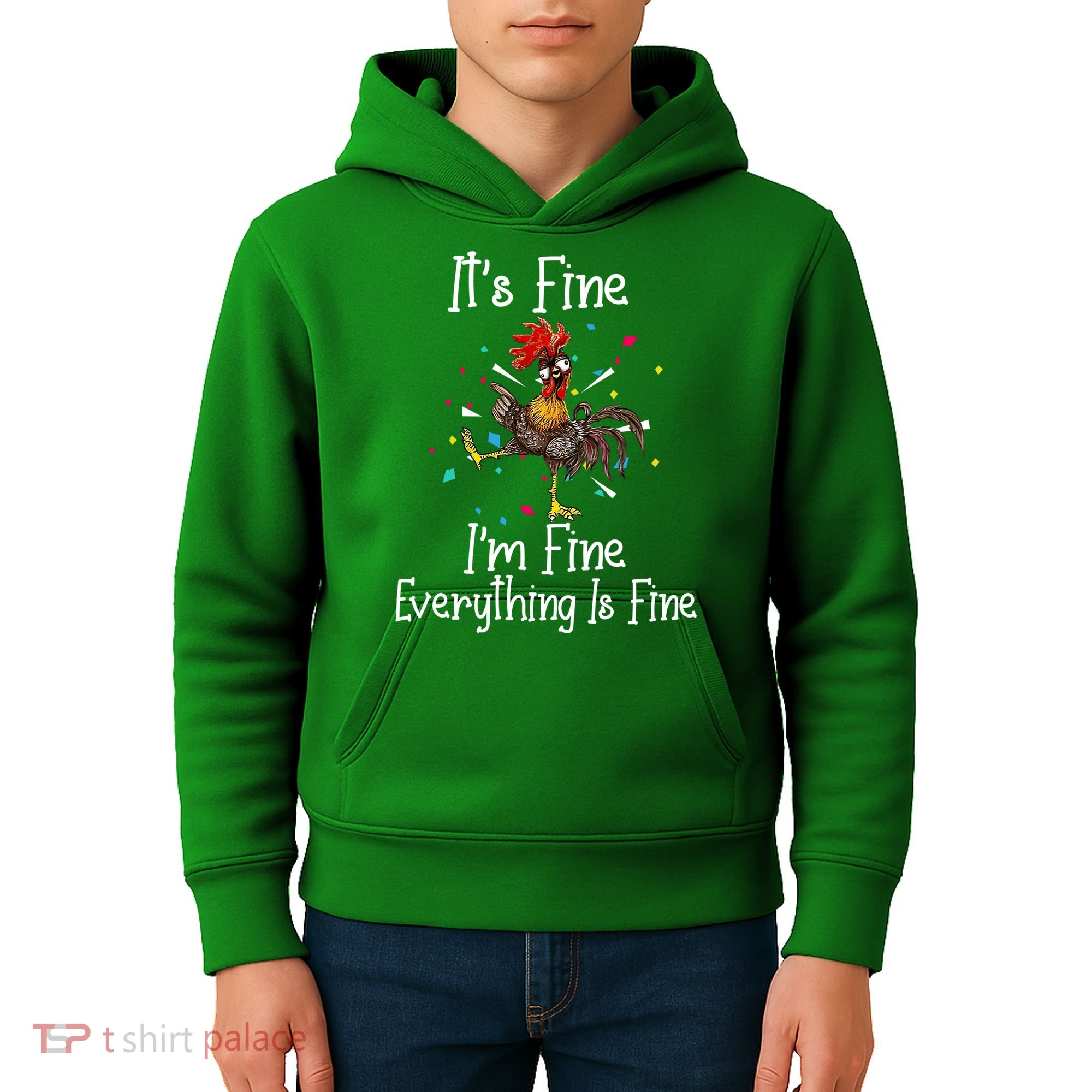 It's Fine I'm Fine Everything Is Fine Funny Chicken Long Sleeve Kids Hoodie
