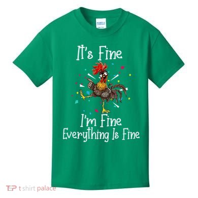 It's Fine I'm Fine Everything Is Fine Funny Chicken Long Sleeve Kids T-Shirt