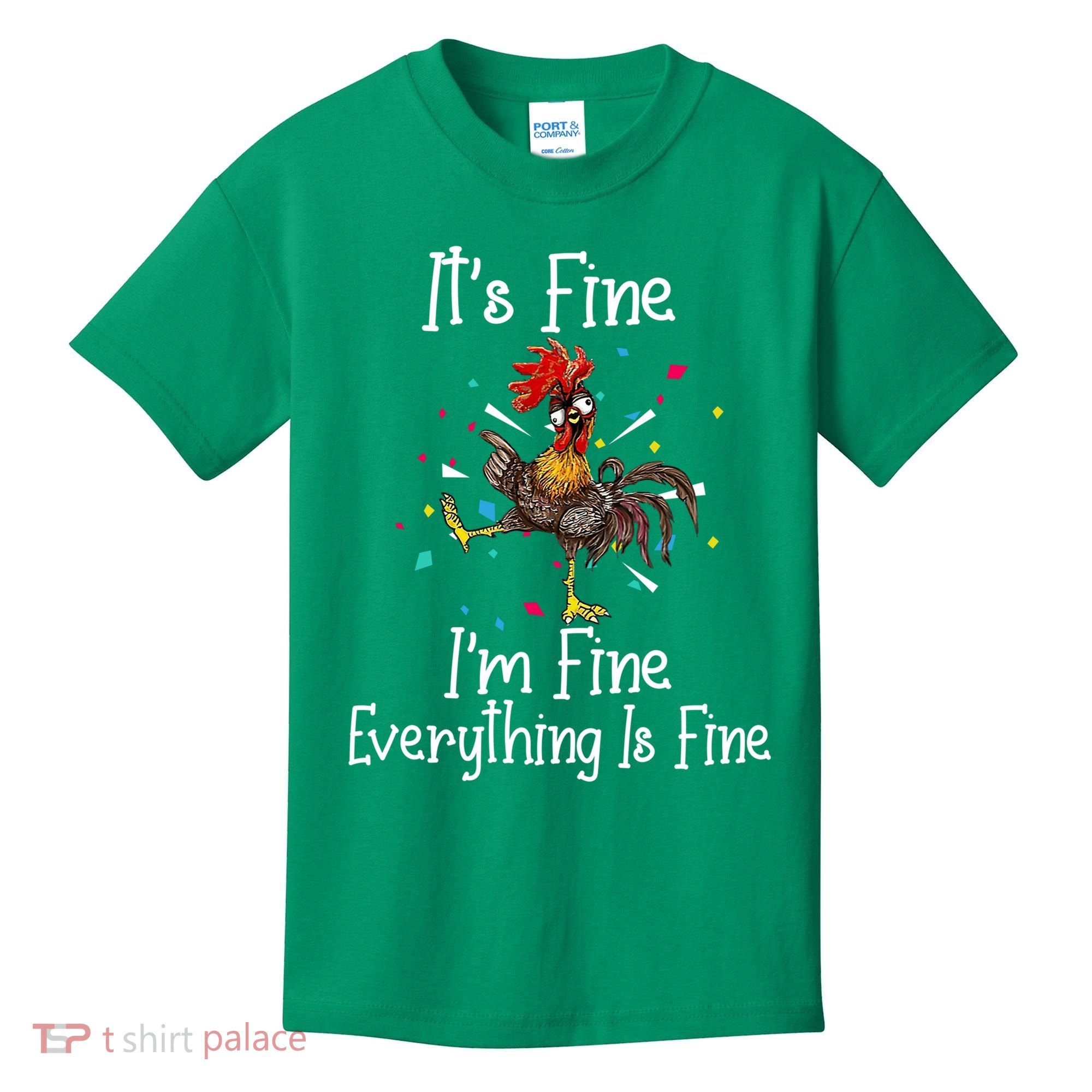 It's Fine I'm Fine Everything Is Fine Funny Chicken Long Sleeve Kids T-Shirt