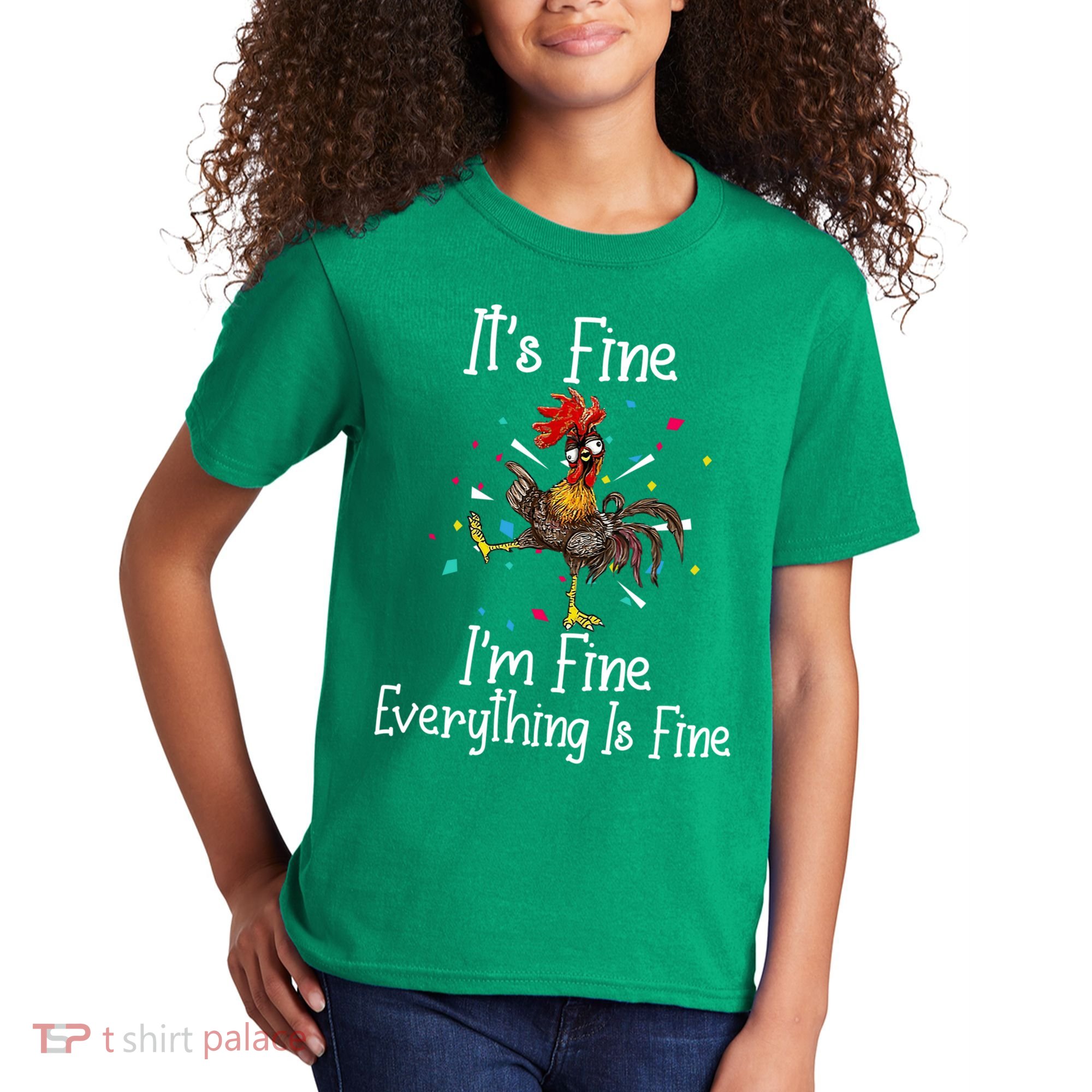 It's Fine I'm Fine Everything Is Fine Funny Chicken Long Sleeve Kids T-Shirt