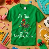 It's Fine I'm Fine Everything Is Fine Funny Chicken Long Sleeve Kids T-Shirt thumb 3