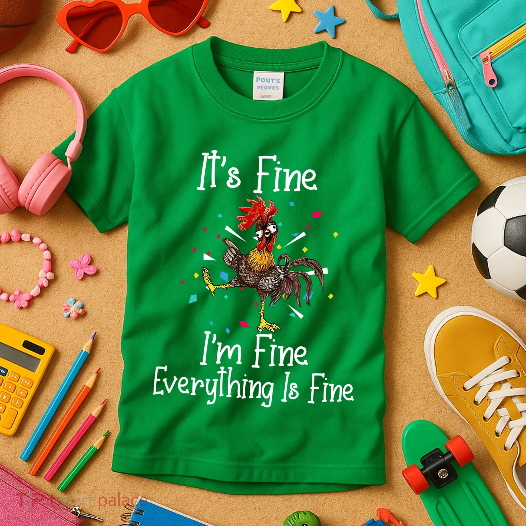 It's Fine I'm Fine Everything Is Fine Funny Chicken Long Sleeve Kids T-Shirt