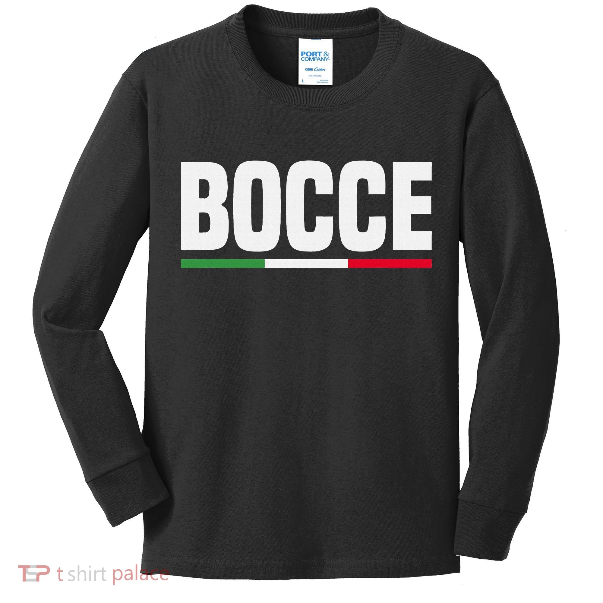 Italy Flag Italian Bocce Ball Player Kids Long Sleeve Shirt
