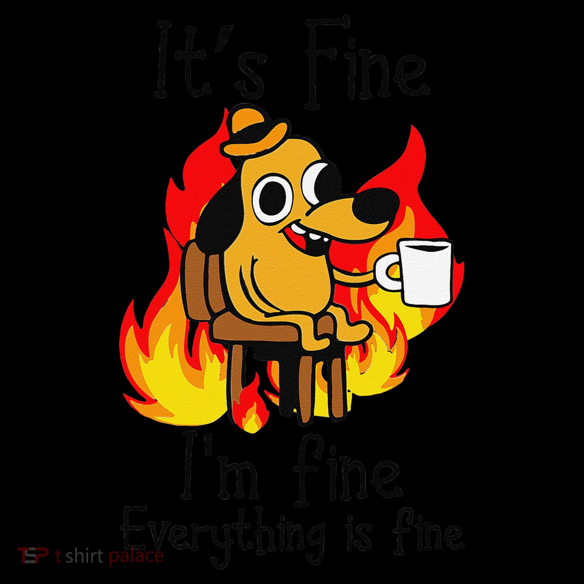 Its Fine Im Fine Everything Is Fine This Is Fine Meme Dog Women's T-Shirt