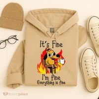 Its Fine Im Fine Everything Is Fine This Is Fine Meme Dog Hoodie thumb 4