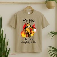 Its Fine Im Fine Everything Is Fine This Is Fine Meme Dog T-Shirt thumb 2