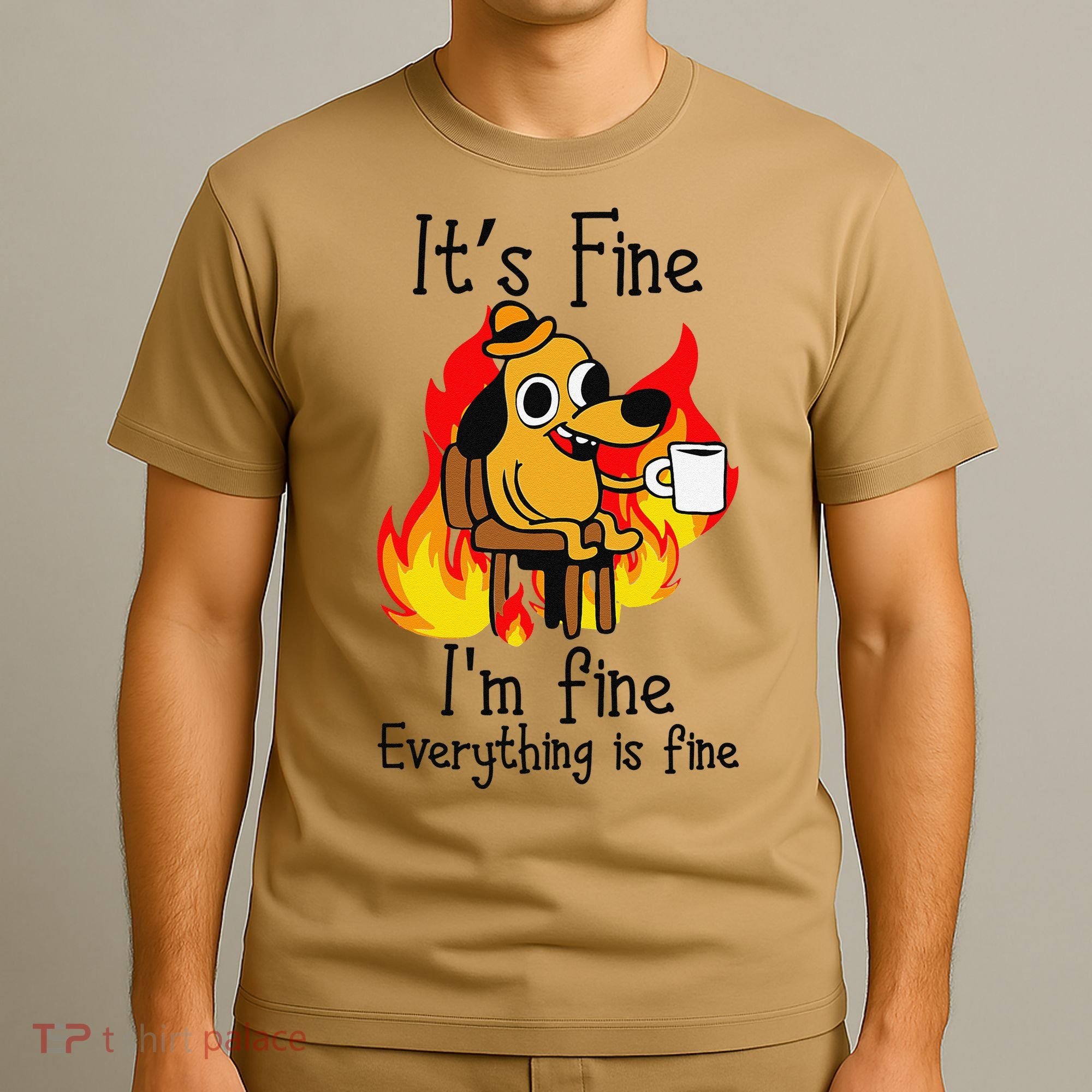 Its Fine Im Fine Everything Is Fine This Is Fine Meme Dog T-Shirt