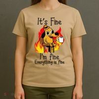 Its Fine Im Fine Everything Is Fine This Is Fine Meme Dog T-Shirt thumb 4