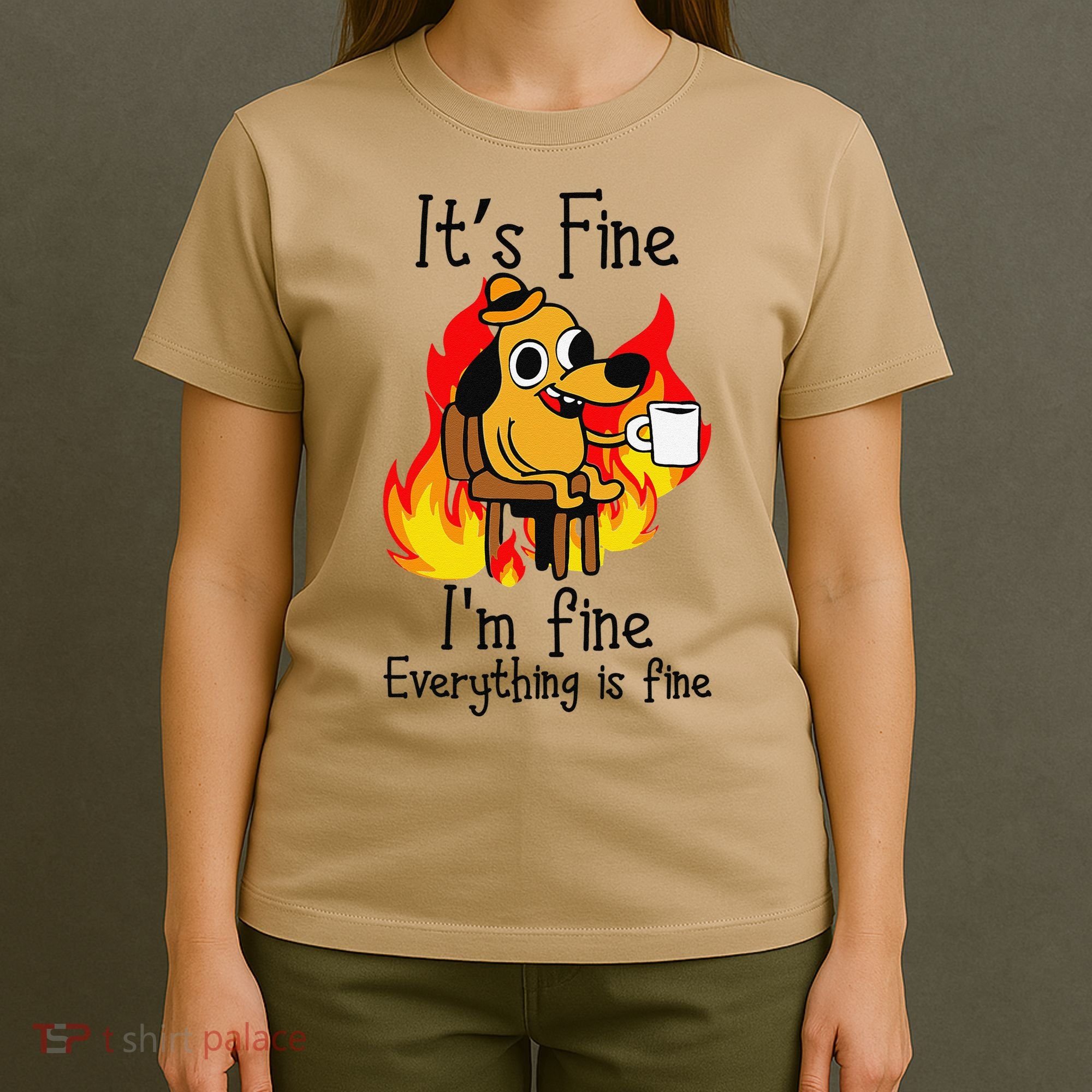 Its Fine Im Fine Everything Is Fine This Is Fine Meme Dog T-Shirt