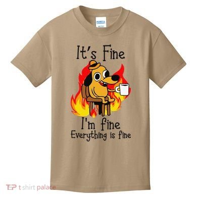 Its Fine Im Fine Everything Is Fine This Is Fine Meme Dog Kids T-Shirt