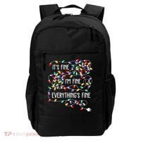 ItS Fine IM Fine Everything Is Fine Christmas Lights Xmas Backpack thumb 0
